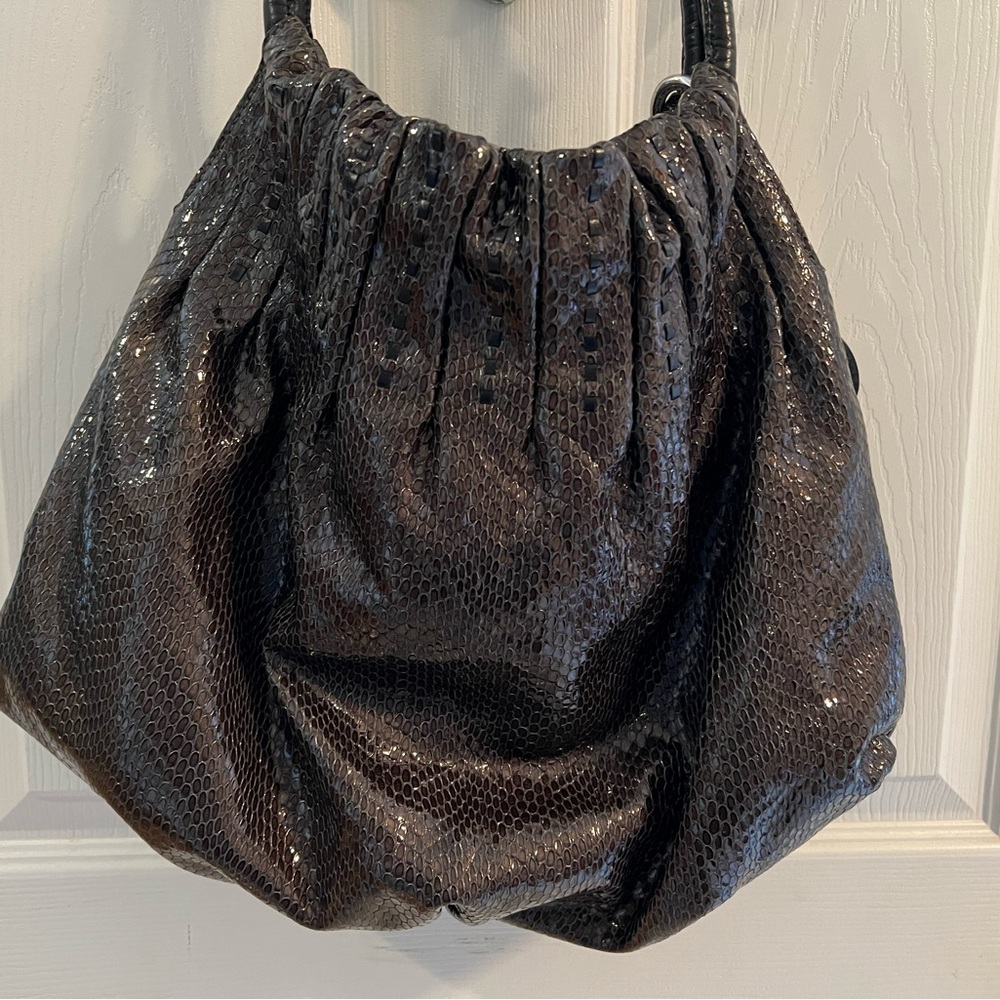 Brighton Breelan Python Snake Embossed Leather Hobo Bag - Picture 11 of 16